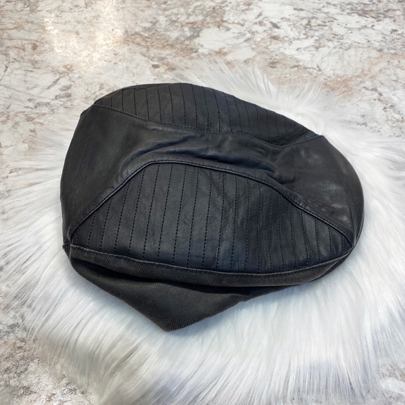 Harley Davidson Black Leather Hat Embroidered Back - Picture 3 of 8